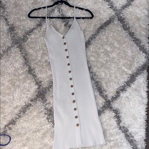 White BodyCon Button-down Dress